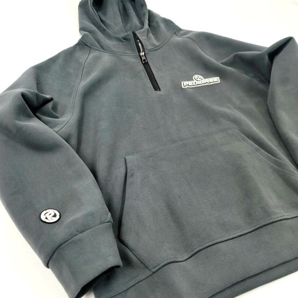 Pedigree Sueded Zipneck Hoodie with 3D PVC Patches 1/4 Zip | Gray - Picture 2 of 5